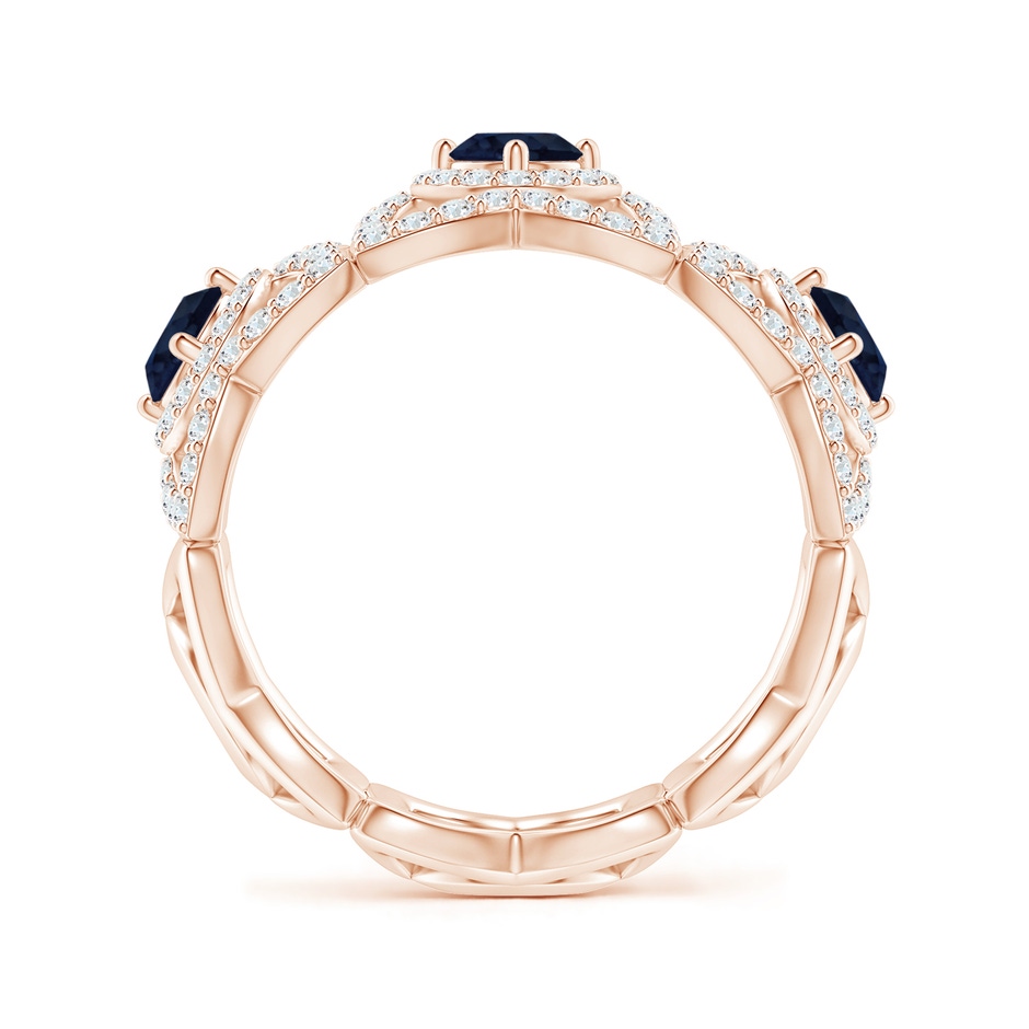 2.7mm A Art Deco Style Sapphire and Diamond Floral Anniversary Ring in Rose Gold side-1