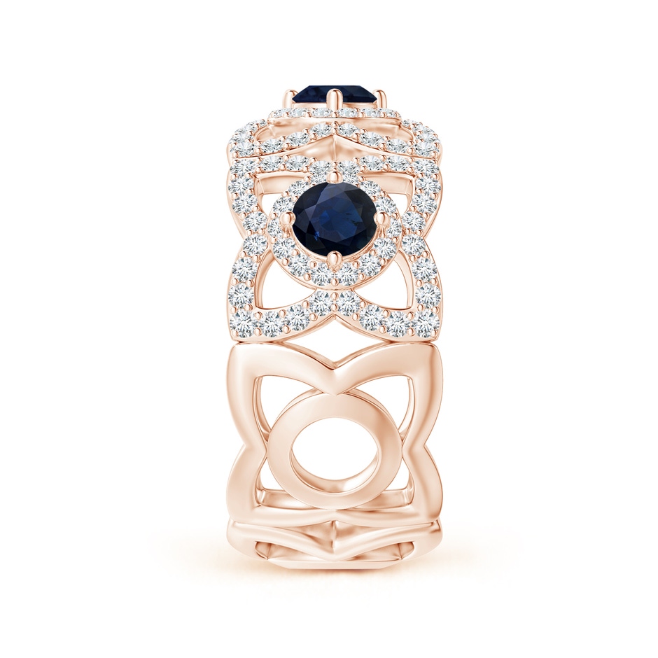2.7mm A Art Deco Style Sapphire and Diamond Floral Anniversary Ring in Rose Gold side-2