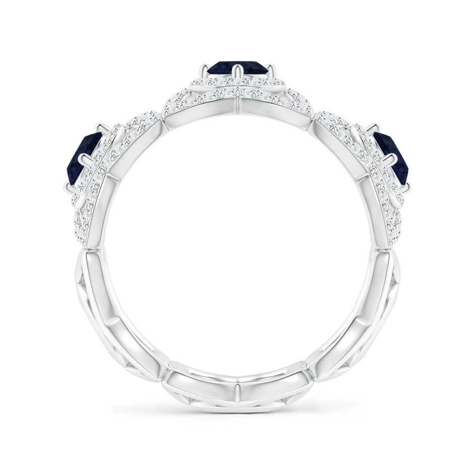 2.7mm A Art Deco Style Sapphire and Diamond Floral Anniversary Ring in White Gold side-1