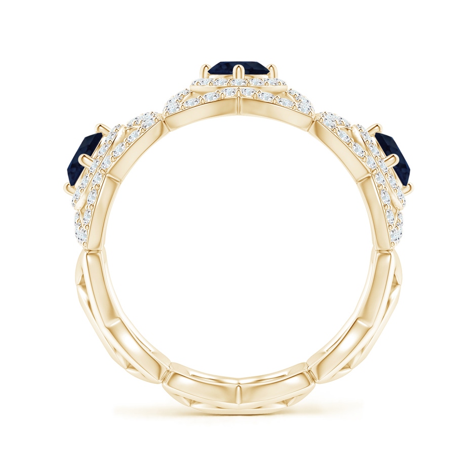 2.7mm A Art Deco Style Sapphire and Diamond Floral Anniversary Ring in Yellow Gold side-1