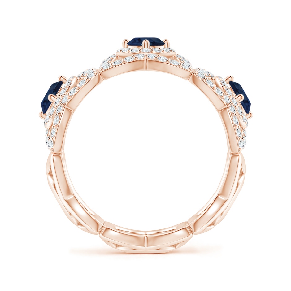 2.7mm AA Art Deco Style Sapphire and Diamond Floral Anniversary Ring in Rose Gold side-1