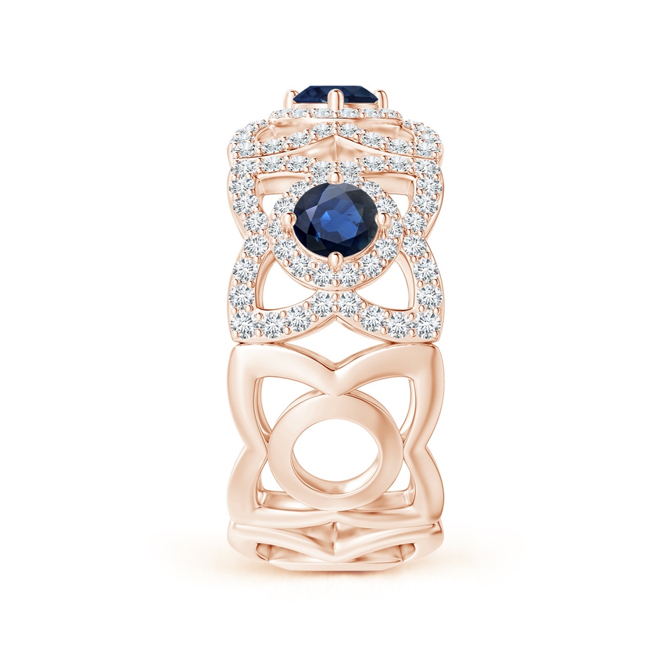 2.7mm AA Art Deco Style Sapphire and Diamond Floral Anniversary Ring in Rose Gold side-2