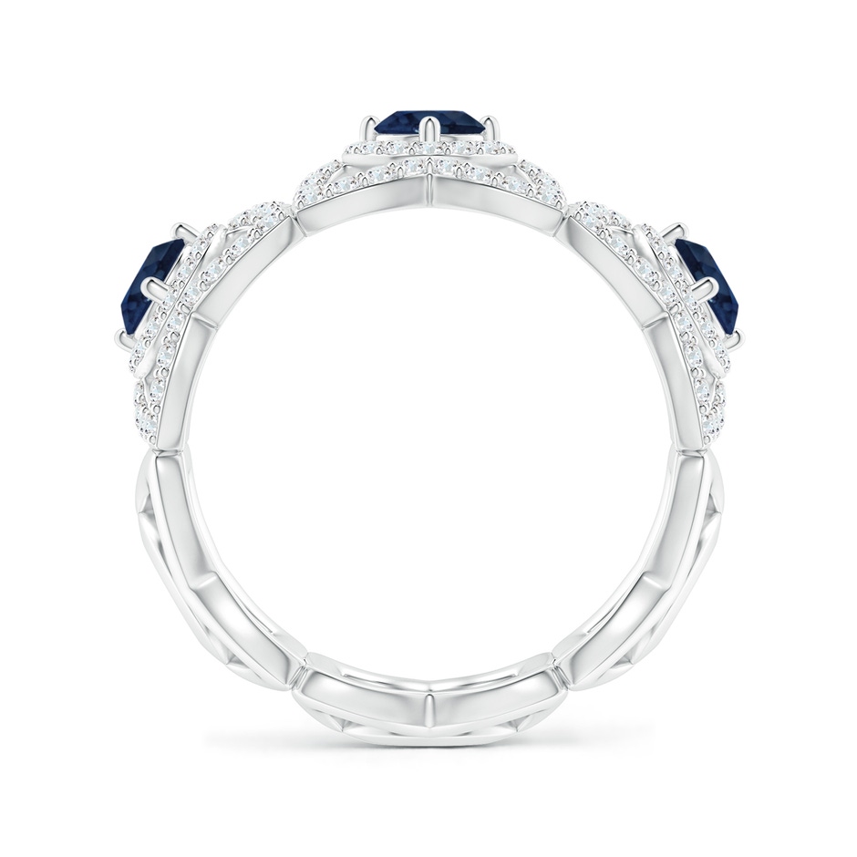2.7mm AA Art Deco Style Sapphire and Diamond Floral Anniversary Ring in White Gold side-1