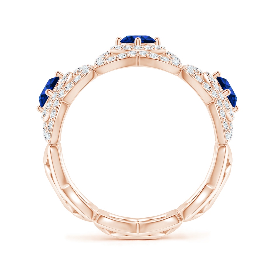 2.7mm AAAA Art Deco Style Sapphire and Diamond Floral Anniversary Ring in Rose Gold side-1