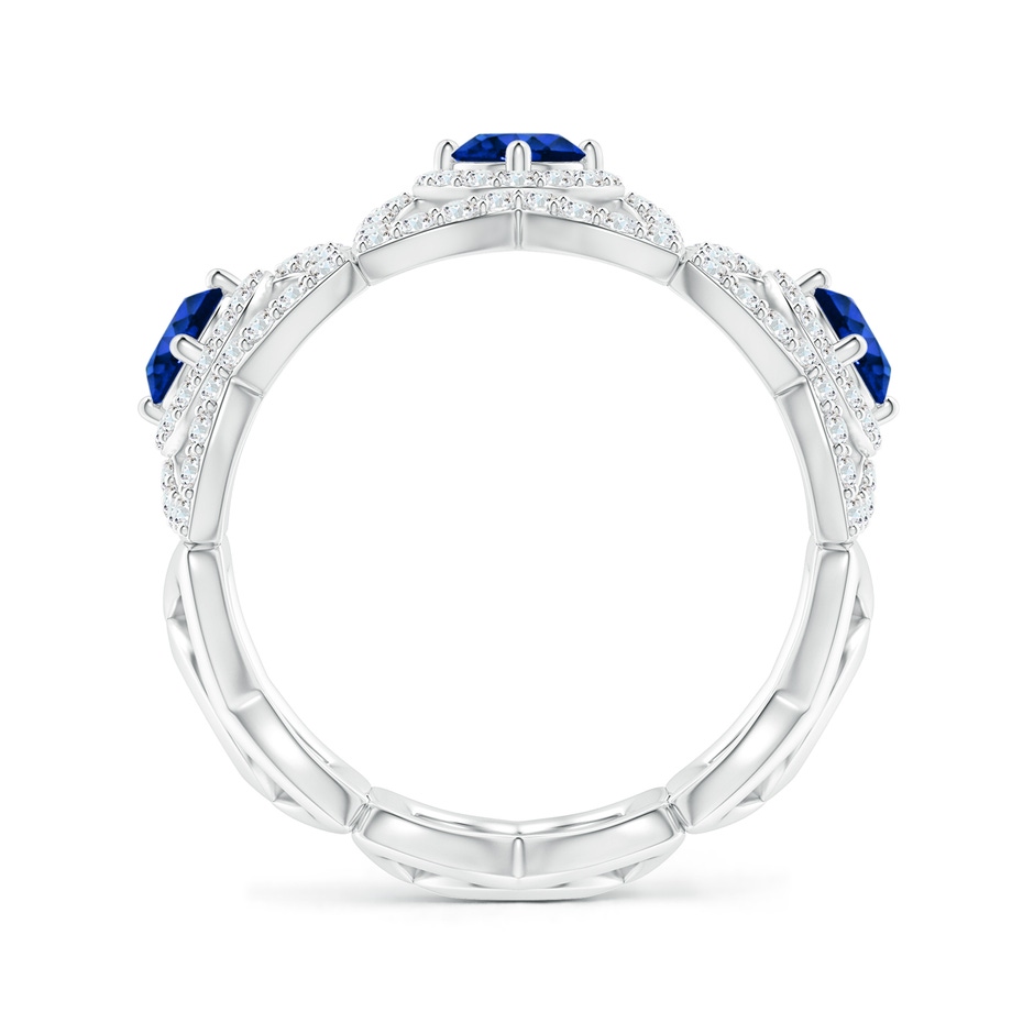 2.7mm AAAA Art Deco Style Sapphire and Diamond Floral Anniversary Ring in White Gold side-1