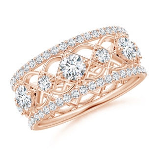 3.8mm GVS2 Art Deco Inspired Graduated Diamond Anniversary Band in Rose Gold