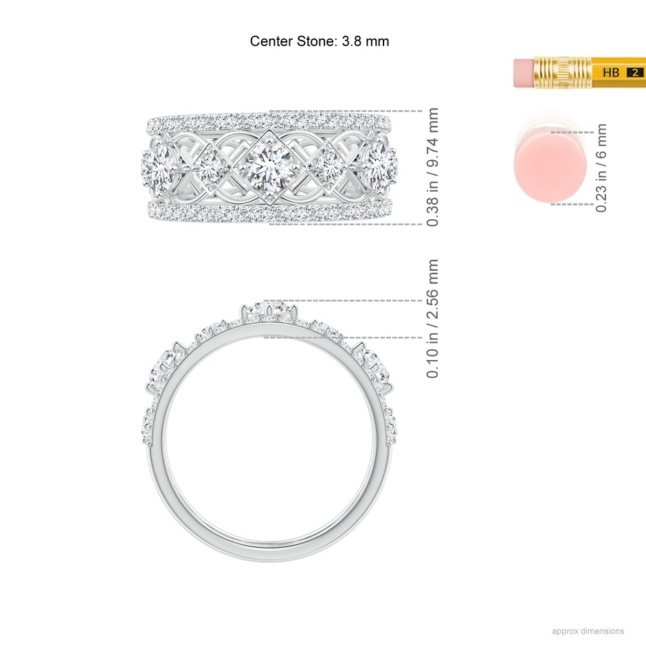 3.8mm GVS2 Art Deco Inspired Graduated Diamond Anniversary Band in White Gold ruler