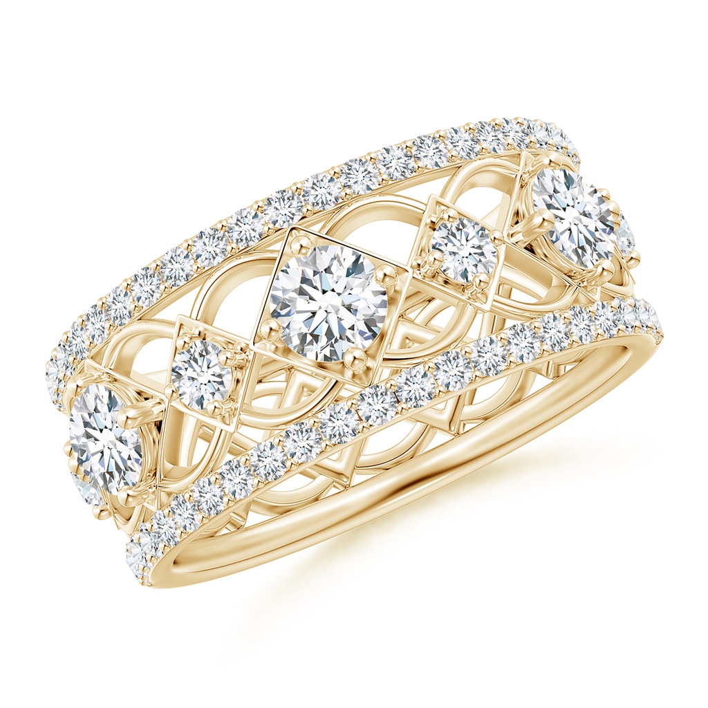 3.8mm GVS2 Art Deco Inspired Graduated Diamond Anniversary Band in Yellow Gold