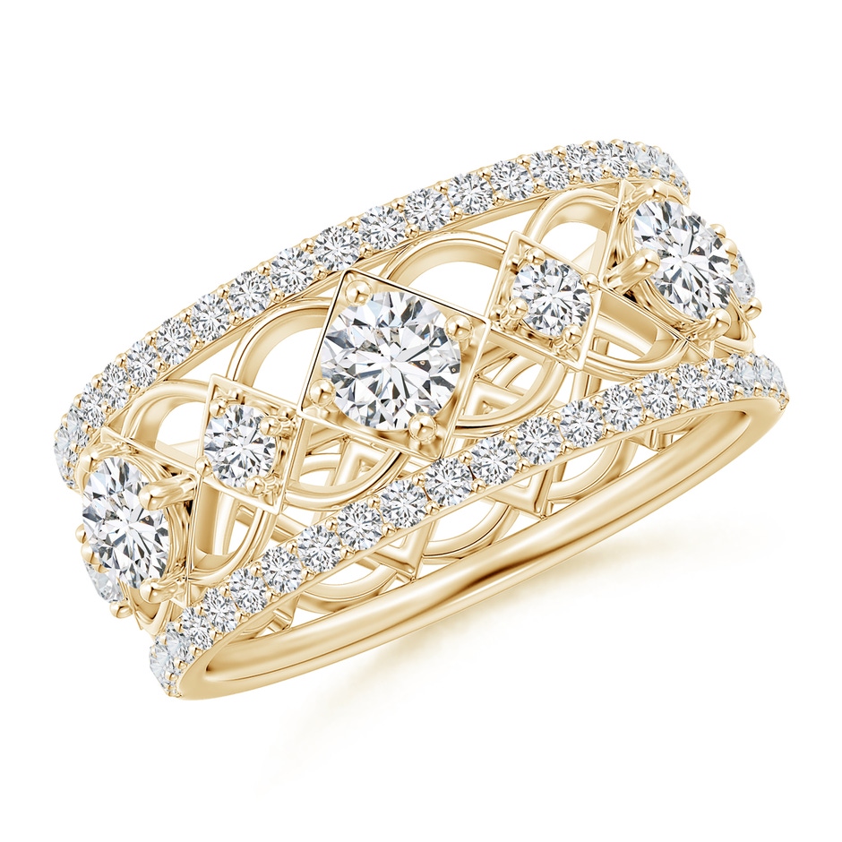 3.8mm HSI2 Art Deco Inspired Graduated Diamond Anniversary Band in Yellow Gold 