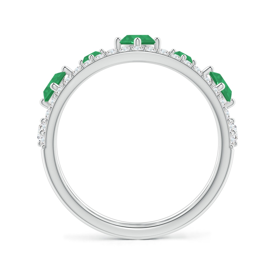 3.8mm A Art Deco Inspired Graduated Emerald and Diamond Ring in White Gold side 1