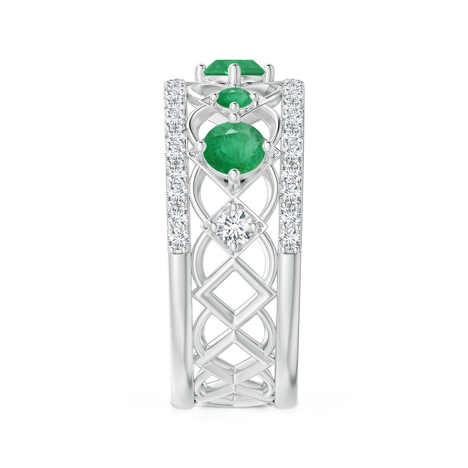 3.8mm A Art Deco Inspired Graduated Emerald and Diamond Ring in White Gold side 2
