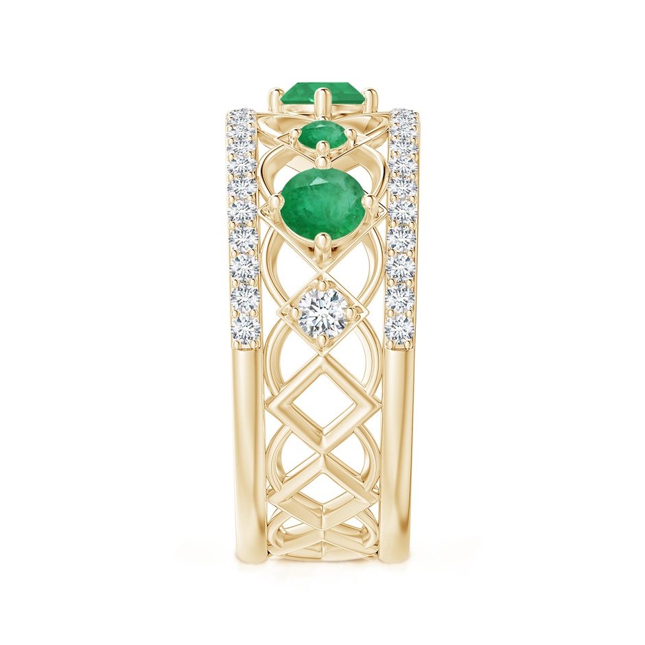 3.8mm A Art Deco Inspired Graduated Emerald and Diamond Ring in Yellow Gold side 2