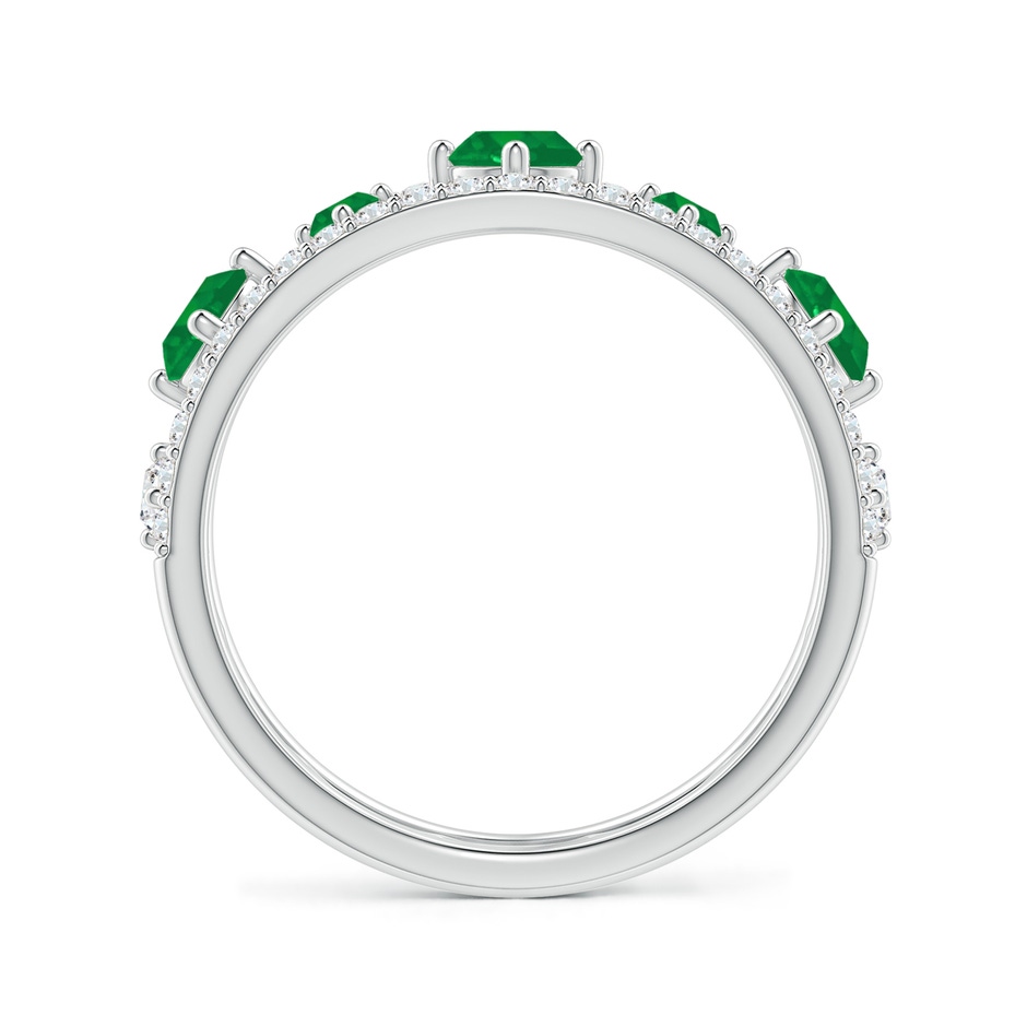 3.8mm AA Art Deco Inspired Graduated Emerald and Diamond Ring in White Gold side 1