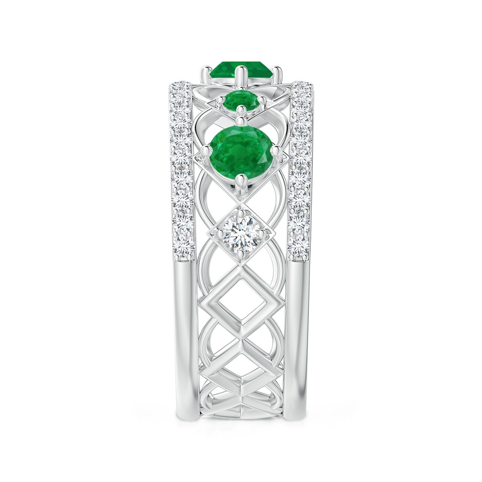 3.8mm AA Art Deco Inspired Graduated Emerald and Diamond Ring in White Gold side 2