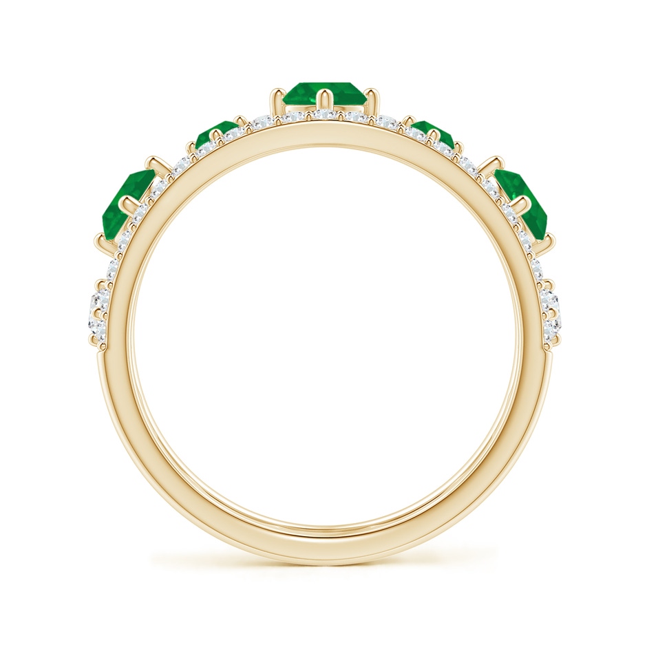 3.8mm AA Art Deco Inspired Graduated Emerald and Diamond Ring in Yellow Gold side 1