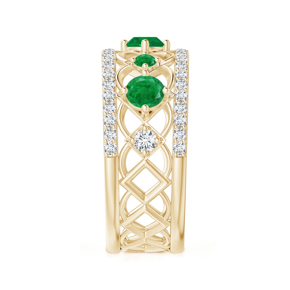 3.8mm AA Art Deco Inspired Graduated Emerald and Diamond Ring in Yellow Gold side 2