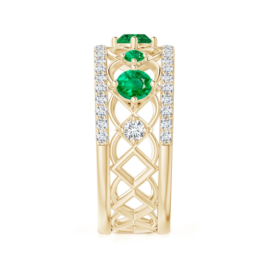 3.8mm AAA Art Deco Inspired Graduated Emerald and Diamond Ring in Yellow Gold side 2