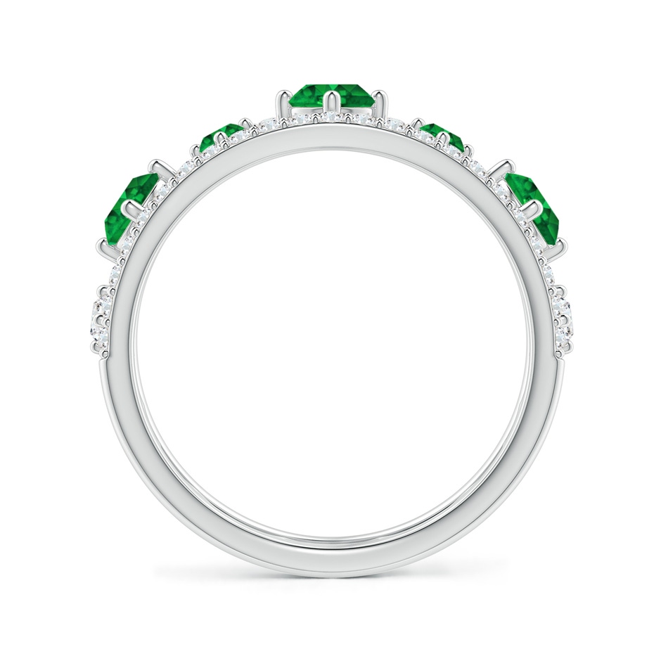 3.8mm Lab-Grown Art Deco Inspired Graduated Emerald and Diamond Ring in White Gold side 1