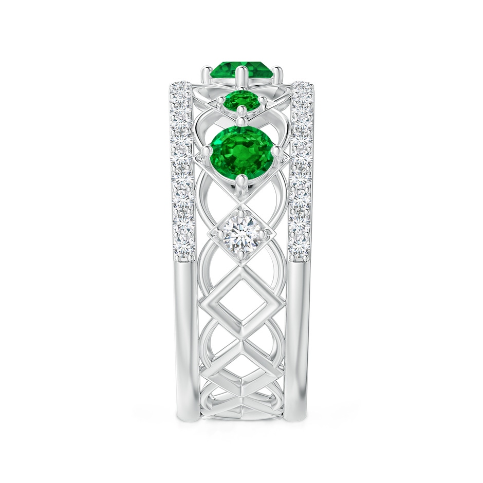 3.8mm Lab-Grown Art Deco Inspired Graduated Emerald and Diamond Ring in White Gold side 2