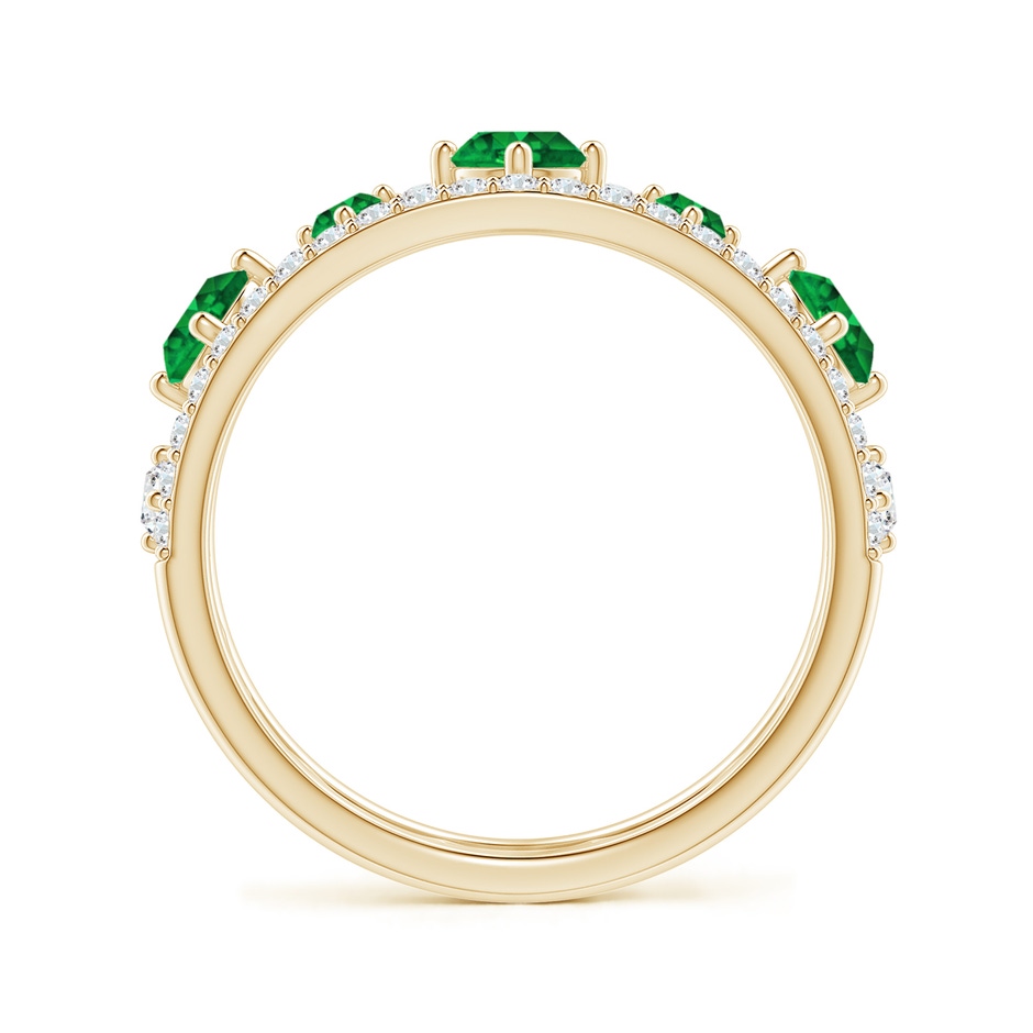 3.8mm Lab-Grown Art Deco Inspired Graduated Emerald and Diamond Ring in Yellow Gold side 1