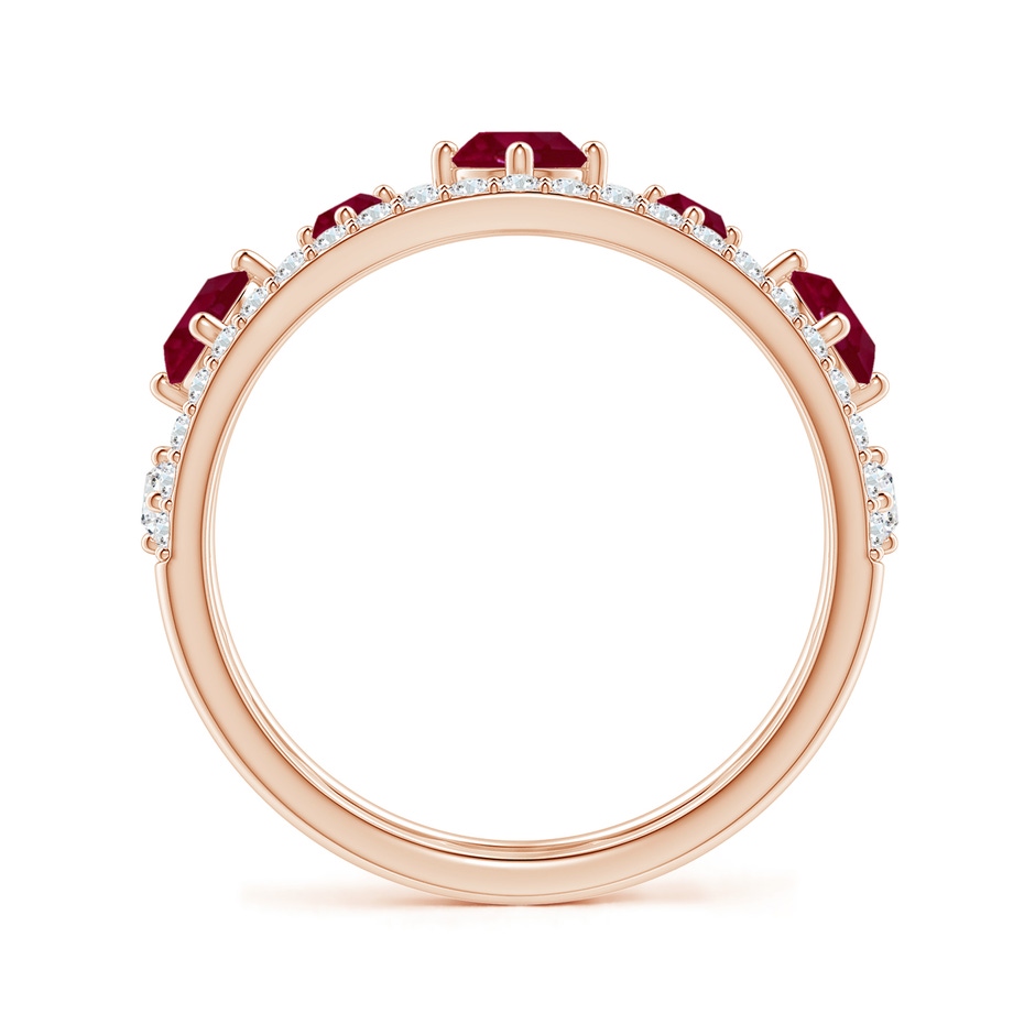 3.8mm A Art Deco Inspired Graduated Ruby and Diamond Ring in Rose Gold side 1