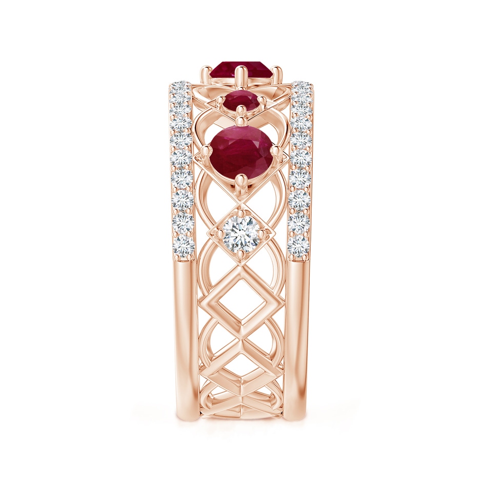 3.8mm A Art Deco Inspired Graduated Ruby and Diamond Ring in Rose Gold side 2