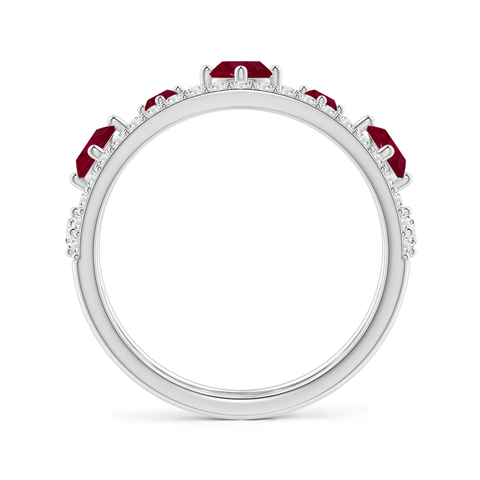 3.8mm A Art Deco Inspired Graduated Ruby and Diamond Ring in White Gold side 1