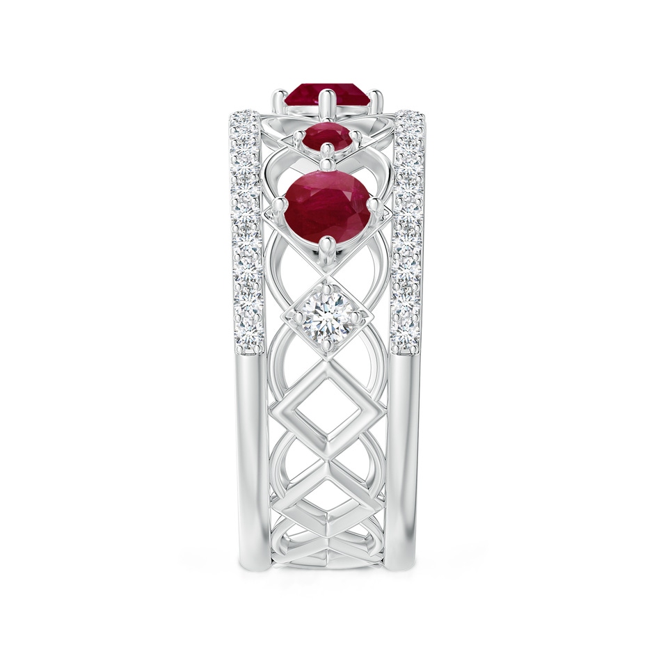 3.8mm A Art Deco Inspired Graduated Ruby and Diamond Ring in White Gold side 2