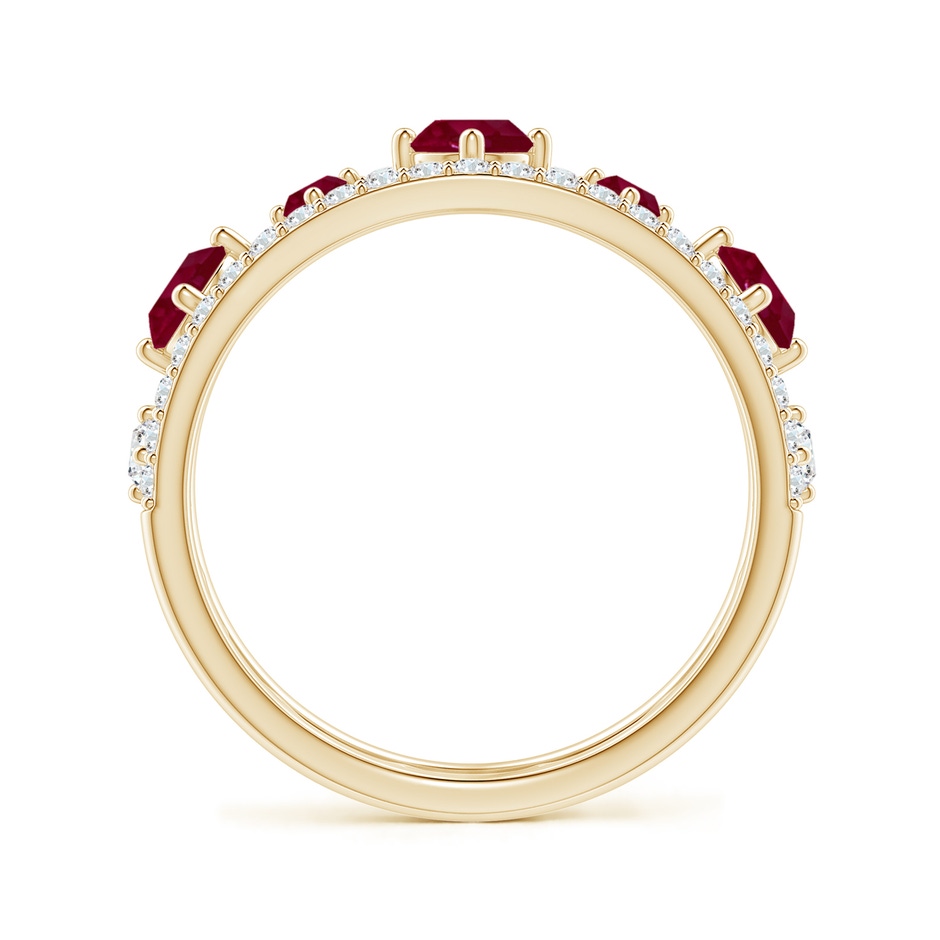 3.8mm A Art Deco Inspired Graduated Ruby and Diamond Ring in Yellow Gold side 1