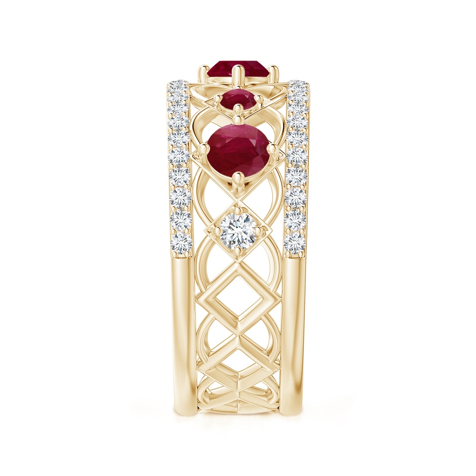 3.8mm A Art Deco Inspired Graduated Ruby and Diamond Ring in Yellow Gold side 2
