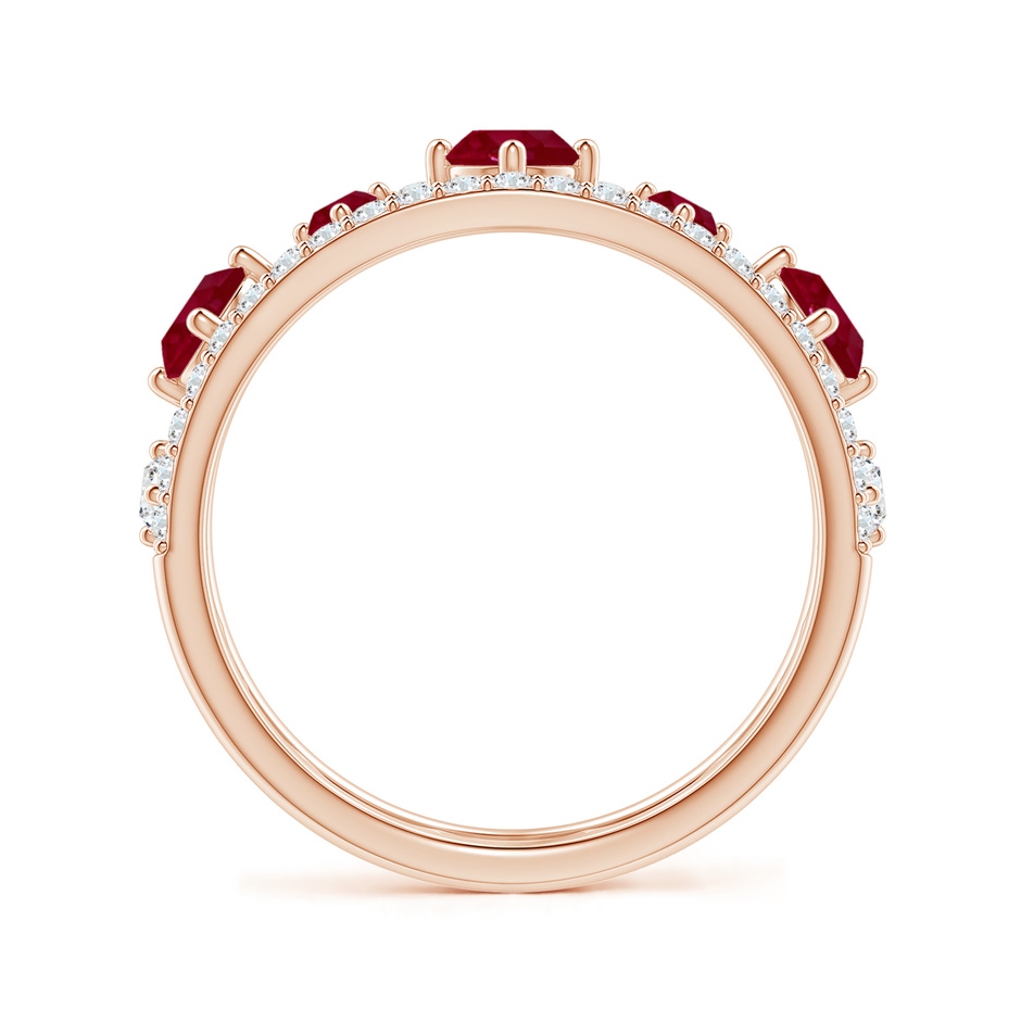 3.8mm AA Art Deco Inspired Graduated Ruby and Diamond Ring in Rose Gold side 1