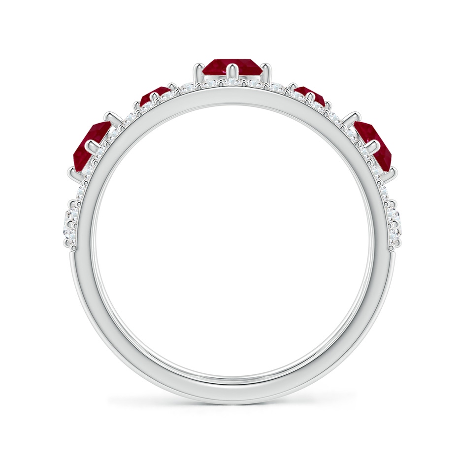 3.8mm AA Art Deco Inspired Graduated Ruby and Diamond Ring in White Gold side 1