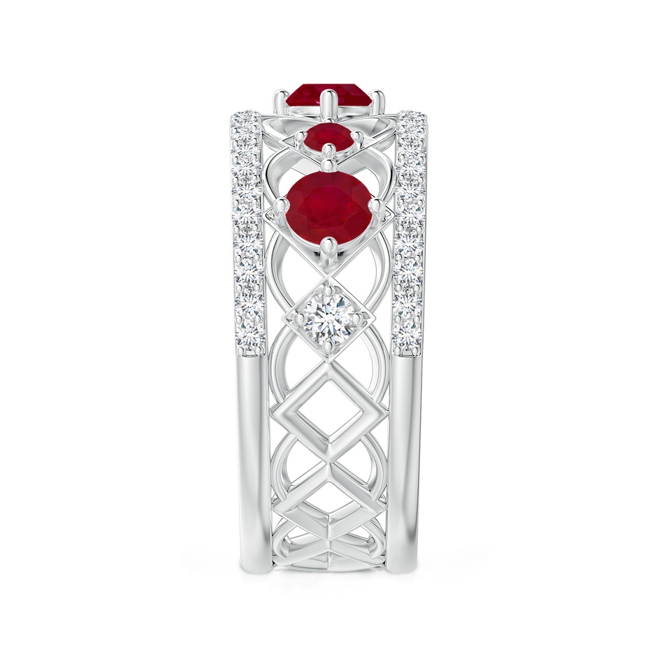 3.8mm AA Art Deco Inspired Graduated Ruby and Diamond Ring in White Gold side 2