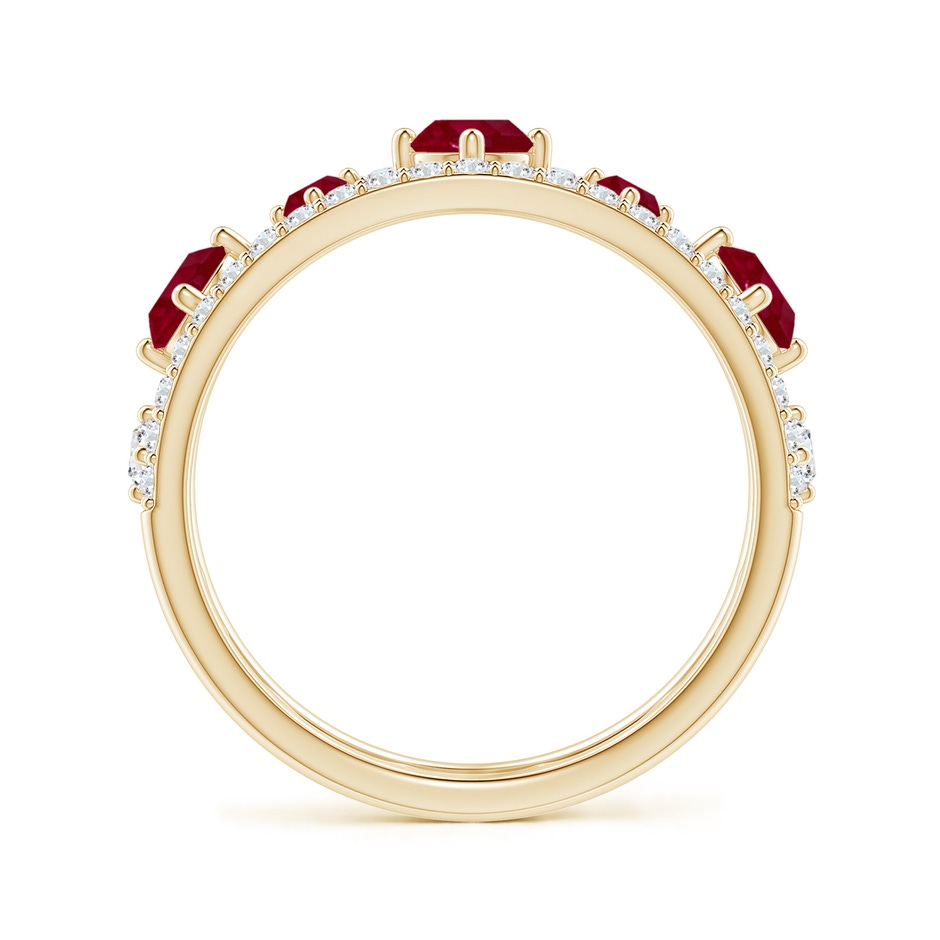 3.8mm AA Art Deco Inspired Graduated Ruby and Diamond Ring in Yellow Gold side 1