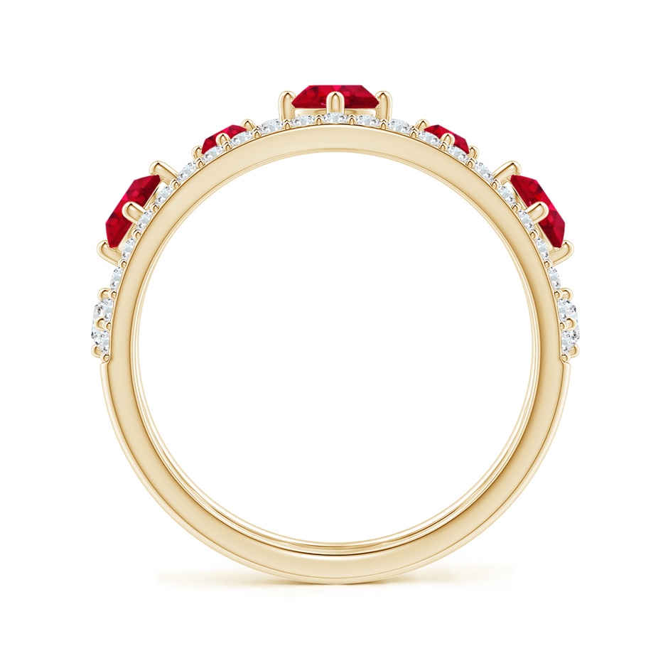 3.8mm AAA Art Deco Inspired Graduated Ruby and Diamond Ring in Yellow Gold side 1