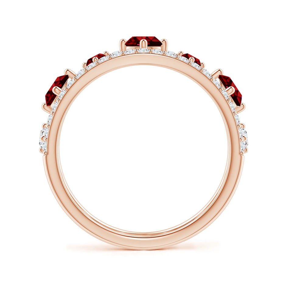 3.8mm AAAA Art Deco Inspired Graduated Ruby and Diamond Ring in Rose Gold side 1