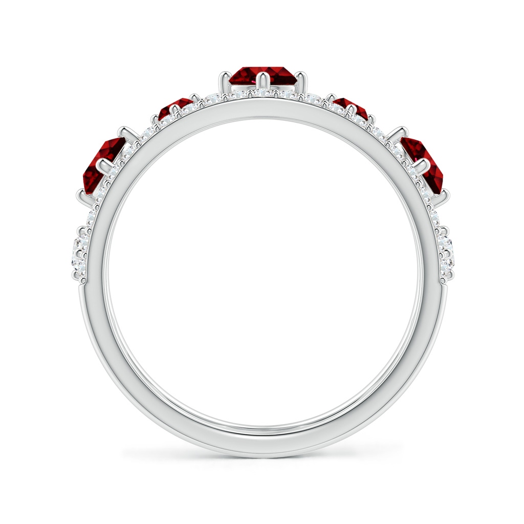 3.8mm AAAA Art Deco Inspired Graduated Ruby and Diamond Ring in White Gold Side 1