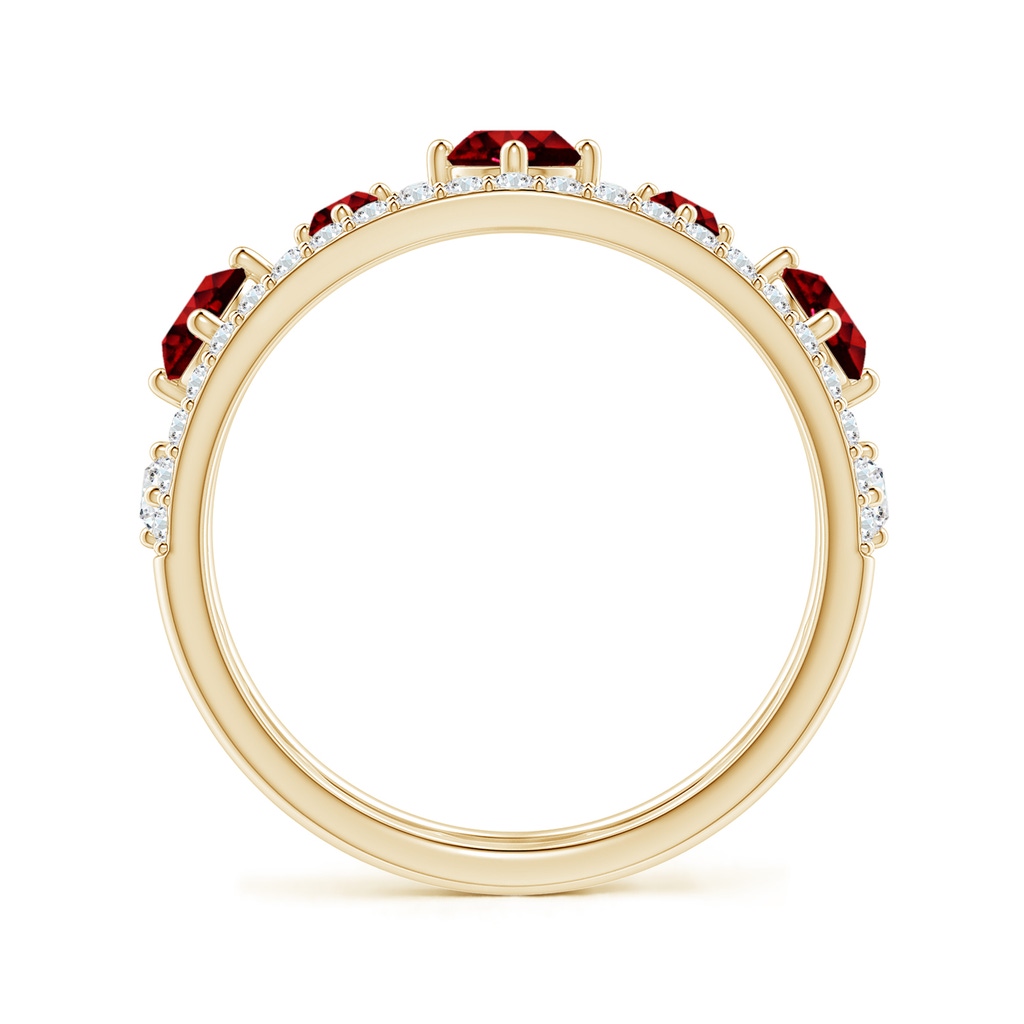 3.8mm AAAA Art Deco Inspired Graduated Ruby and Diamond Ring in Yellow Gold Side 1