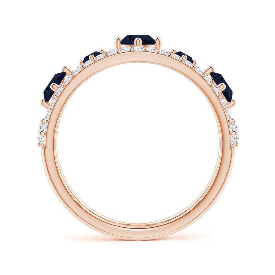 3.8mm A Art Deco Inspired Graduated Sapphire and Diamond Ring in Rose Gold side 1