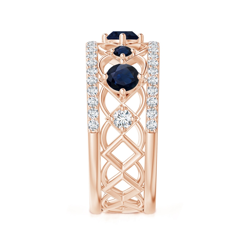 3.8mm A Art Deco Inspired Graduated Sapphire and Diamond Ring in Rose Gold side 2