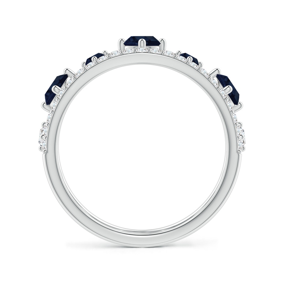 3.8mm A Art Deco Inspired Graduated Sapphire and Diamond Ring in White Gold side 1