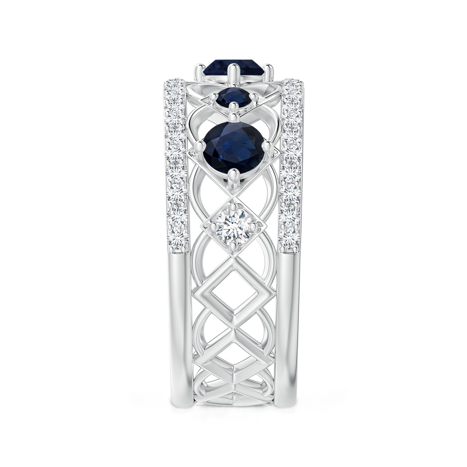 3.8mm A Art Deco Inspired Graduated Sapphire and Diamond Ring in White Gold side 2