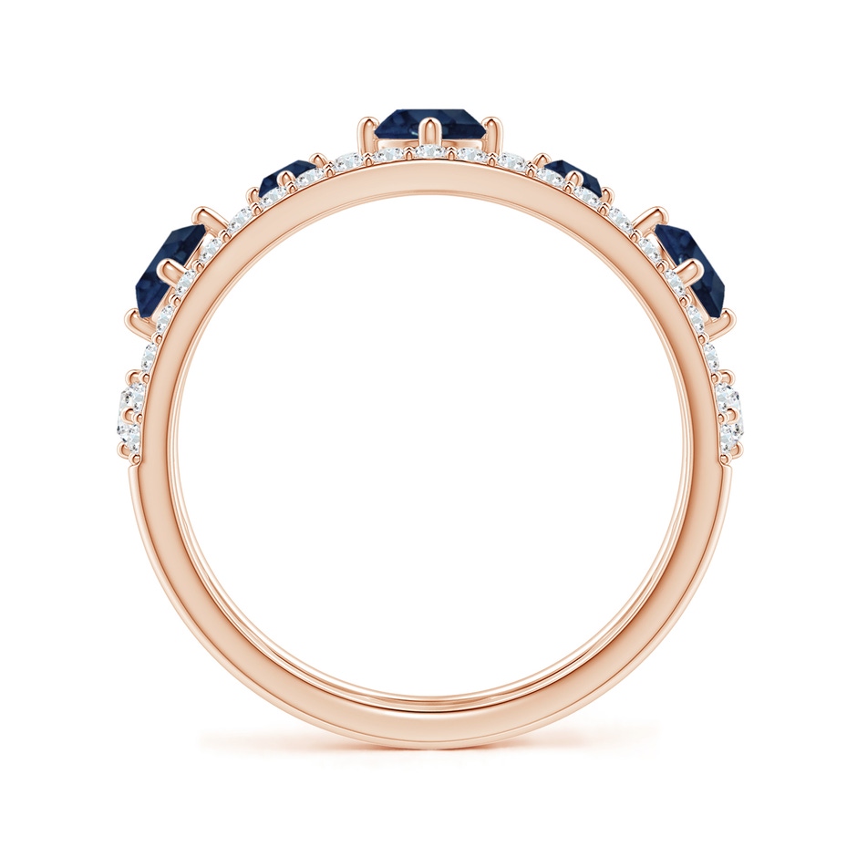 3.8mm AA Art Deco Inspired Graduated Sapphire and Diamond Ring in Rose Gold side 1
