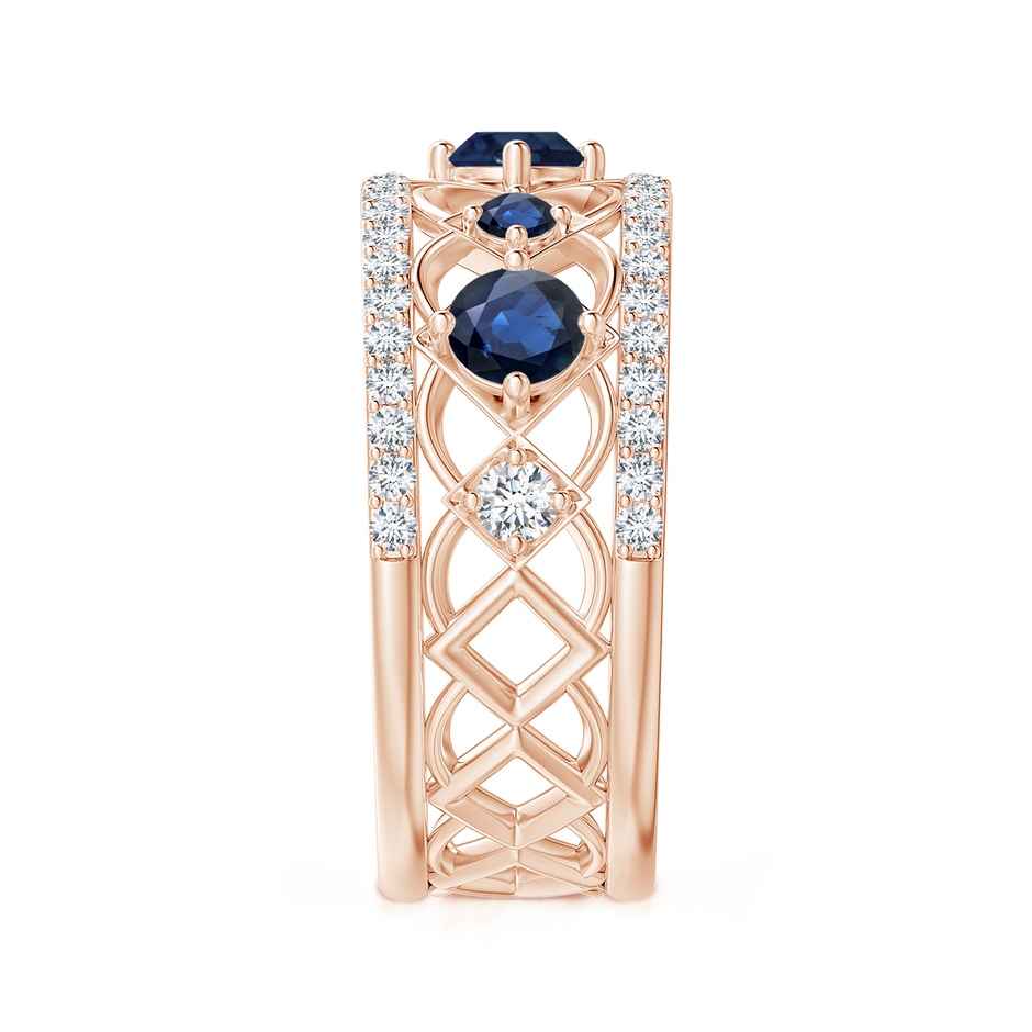 3.8mm AA Art Deco Inspired Graduated Sapphire and Diamond Ring in Rose Gold side 2