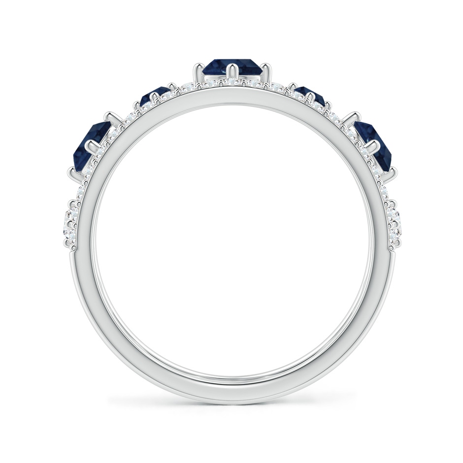 3.8mm AA Art Deco Inspired Graduated Sapphire and Diamond Ring in White Gold side 1