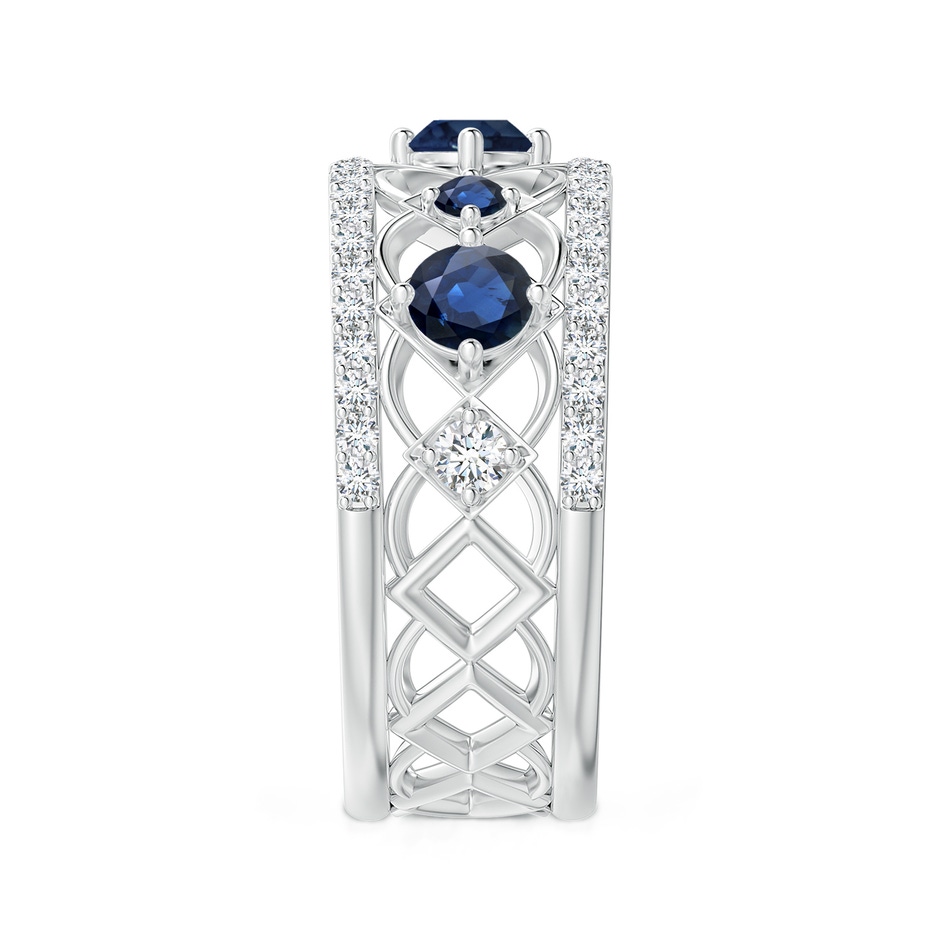 3.8mm AA Art Deco Inspired Graduated Sapphire and Diamond Ring in White Gold side 2