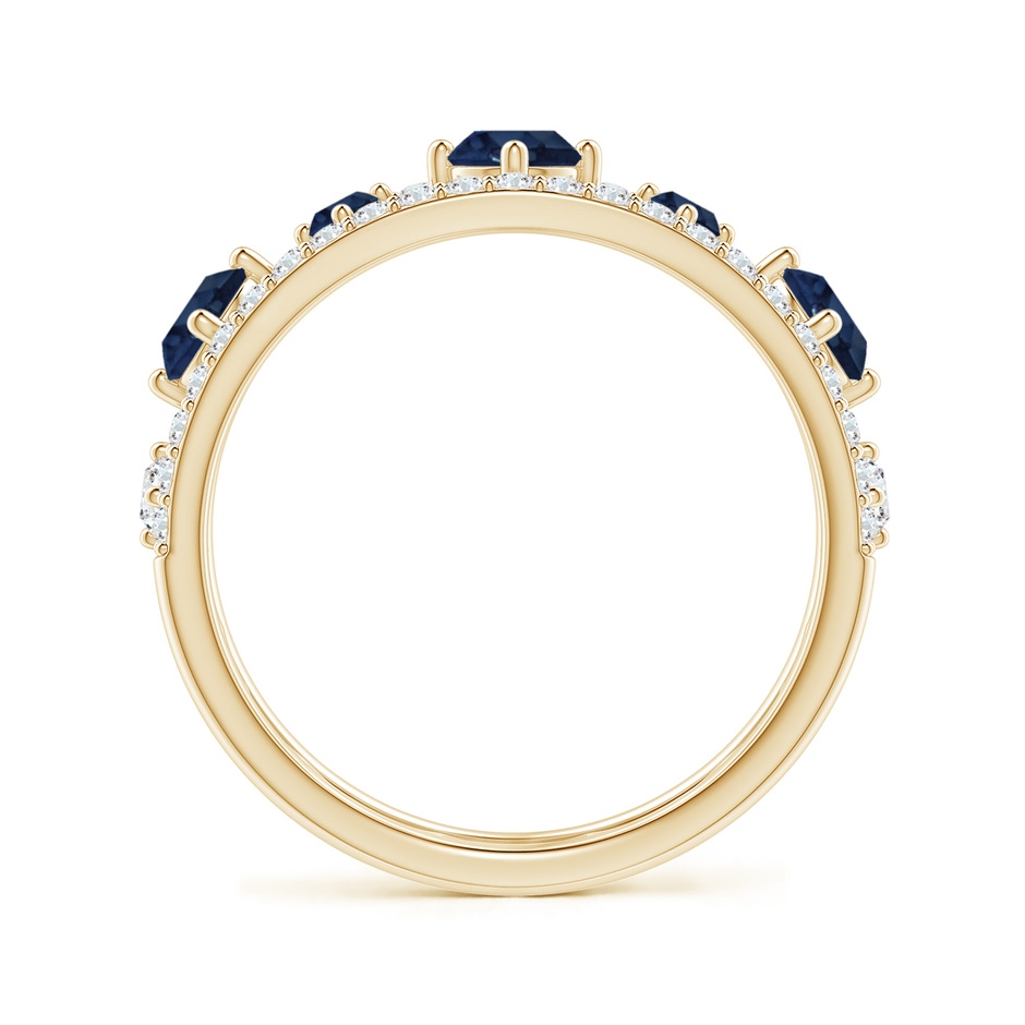 3.8mm AA Art Deco Inspired Graduated Sapphire and Diamond Ring in Yellow Gold side 1