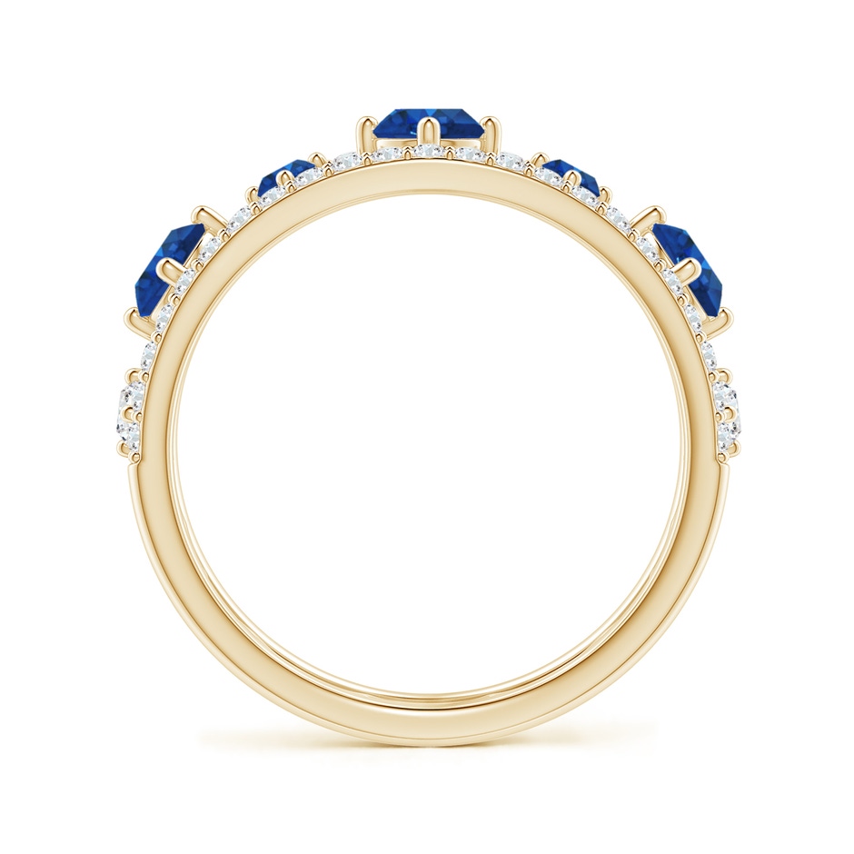 3.8mm AAA Art Deco Inspired Graduated Sapphire and Diamond Ring in Yellow Gold side 1