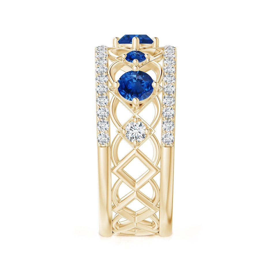 3.8mm AAA Art Deco Inspired Graduated Sapphire and Diamond Ring in Yellow Gold side 2