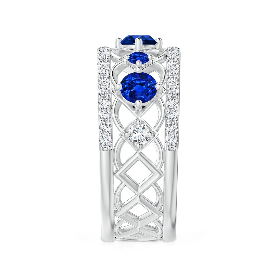 3.8mm AAAA Art Deco Inspired Graduated Sapphire and Diamond Ring in White Gold side 2